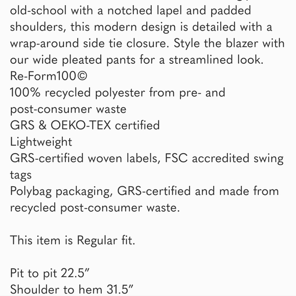 THE GIVING MOVEMENT Half-Tie Re-Form100© Blazer - Picture 16 of 16